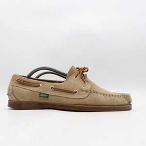 Paraboot Barth Marine Boat Shoes Beige Suede Men's US Size 9 Boat Moccasin Shoes